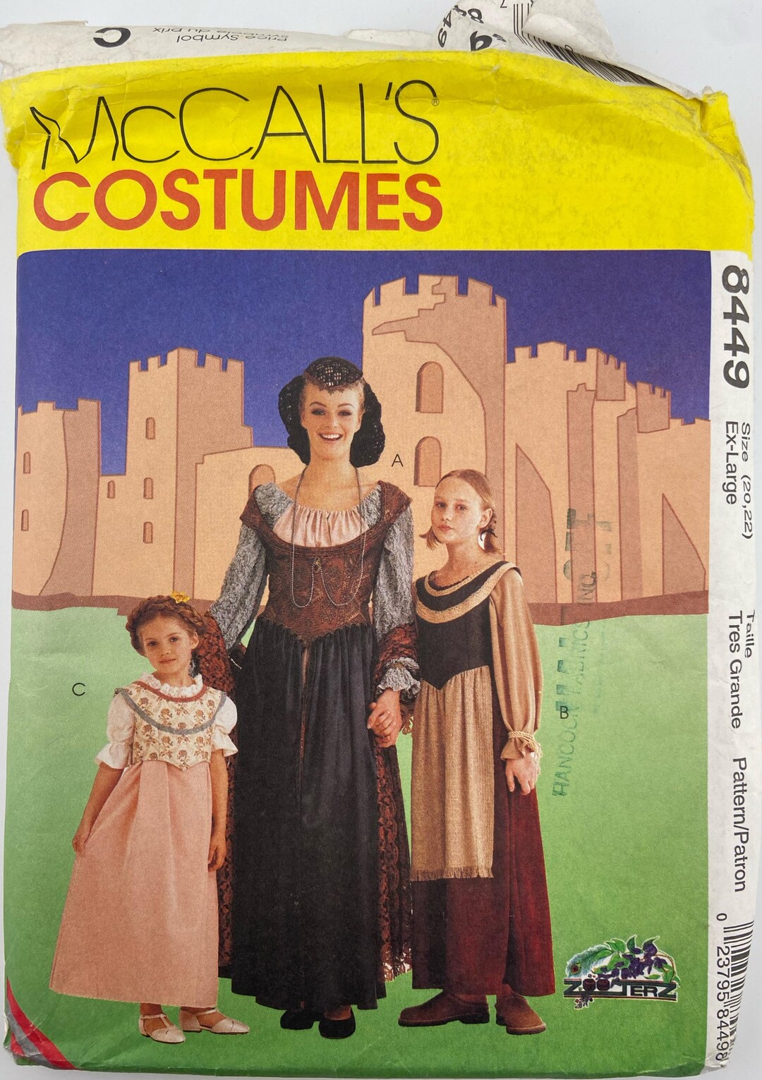 Medieval Dress Sewing Pattern Misses XL Vintage Mccall’s 8449 Uncut and ...