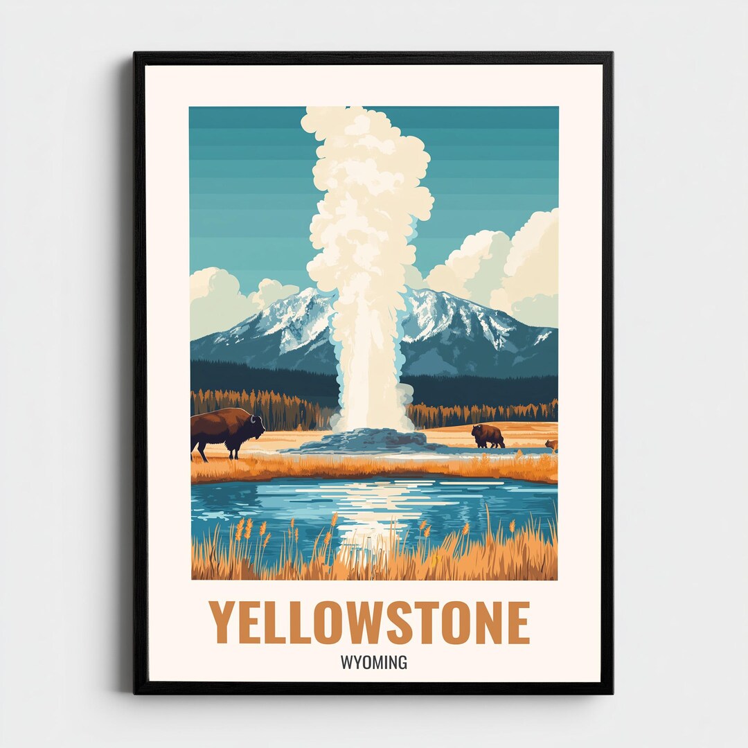 Yellowstone National Park Poster Yellowstone Print Wyoming Wall Art ...