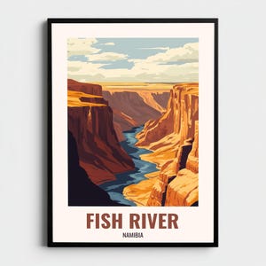Fish River Canyon Namibia Poster Fish River Canyon Tryck Namibia Väggkonst Canyon Gorge Resa Poster Ökenlandskap Dekor Gåva Tryck