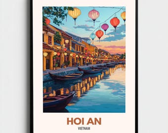 Hoi An Vietnam Street Travel Poster | Vintage Cityscape Wall Art Print | Asia Decor