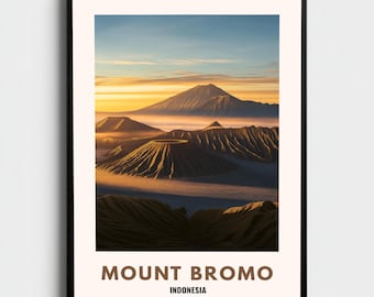 Mount Bromo Indonesien Poster Mount Bromo Volcano Print Mount Bromo Wandkunst Mount Bromo Reiseposter Reisedruck Dekor Geschenk Indonesien