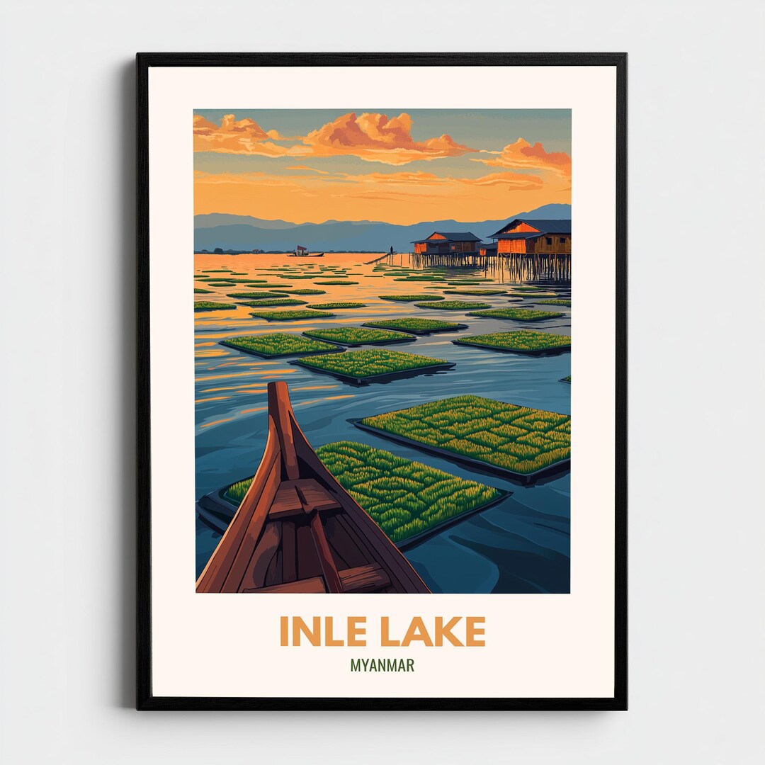 Inle Lake Sticker Inle Lake Myanmar Poster Inle Lake Print Inle Lake Wall Art Inle Lake ...