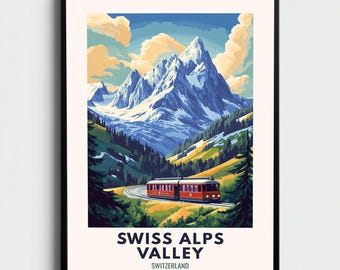 Alpentaler Reise Poster | Vintage Berglandschaft Kunstdruck