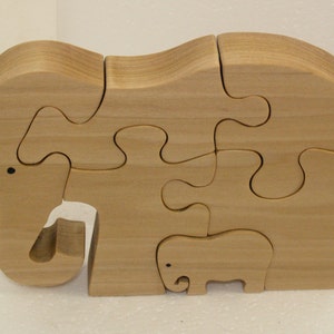 Wooden Elephant Puzzle Kids Toy Ages 2-6 Poplar Wood Baby Educational Gift