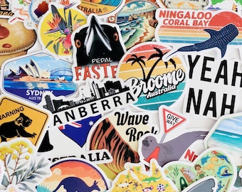 Australia Landmark Art Stickers:  25PCS - Randomly Selected Mixed Pack (Matte Finish, Waterproof Vinyl VSCO Pre-Cut, Bulk Pack)