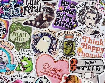 Moody Baddie Stickers: 25Pcs Mixed Pack, Randomly Selected, Holographic Finish, Waterproof Vinyl VSCO, Die Cut, Bulk Pack, High Quality