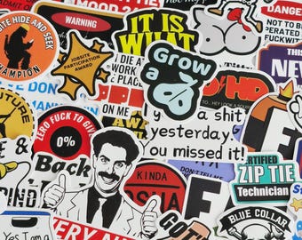 Blue Collar Humor Stickers: 25Pcs Mixed Pack - Construction Worker, Waterproof Vinyl Decals