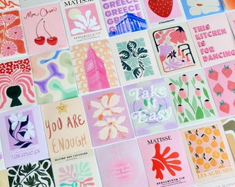 Fruit & Flowers Market Mini Poster Stickers: 30Pcs Mixed pack - Matte Finish, Waterproof Vinyl VSCO, Die Cut, Bulk Pack
