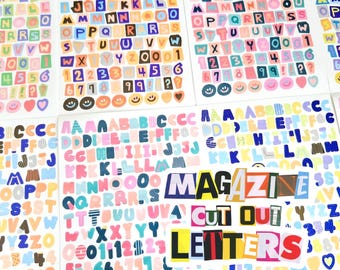 Magazine Cutout  Stickers - Alphanumeric and Symbols: Gloss Finish Letters & Numbers Scrapbooking Ransom Notes