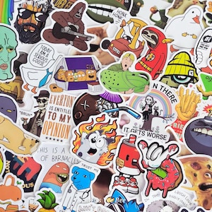 Pop Culture Humour Stickers: 25Pcs Mixed Pack - Shiny Finish, Waterproof Vinyl VSCO, Die Cut, Bulk Pack