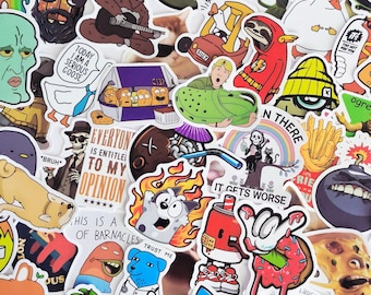 Pop Culture Humour Stickers: 25Pcs Mixed Pack - Shiny Finish, Waterproof Vinyl VSCO, Die Cut, Bulk Pack