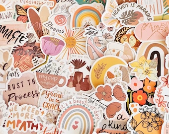 Boho Faith & Love Stickers: 30PCS Mixed Pack - Waterproof, Matte Finish, Vinyl VSCO Pre-Cut, Die Cut