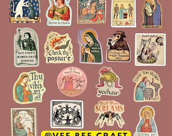 Middle Ages Wench Stickers: 25Pcs Mixed Pack Randomly Selected - Matte Finish, High Quality Vinyl VSCO Die-Cut, Bulk Pack