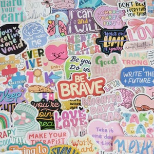 Positive Affirmation Stickers: 30Pcs Mixed Pack  - Matte Finish, Waterproof Vinyl VSCO, Die Cut, Bulk Pack