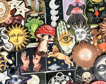 Vintage Cosmic Witchcraft Stickers: 25Pcs Mixed Pack - Matte Finish, Vinyl VSCO Die-Cut, Bulk Pack