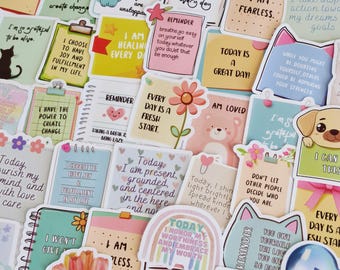 Positive Self Love Notes: 20Pcs Mixed Pack -  Shiny Finish Stickers,  Waterproof, Vinyl VSCO, Die Cut, Bulk Pack