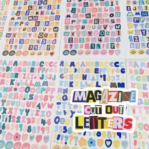 Bunte Buchstaben & Zahlen Aufkleber: 8 Blätter Set Scrapbooking Lösegeld-Hinweise