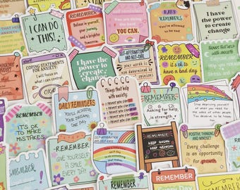 Positive Self Love Notes Daily Reminder Stickers: 25Pcs Mixed Pack - Matte Finish, Waterproof Vinyl VSCO, Die Cut, Bulk Pack