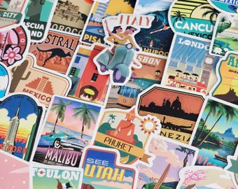 Famous Places Stickers - 25Pcs Mixed Pack  (Matte Finish): Waterproof Vinyl VSCO Pre-Cut, Die Cut, Bulk Pack