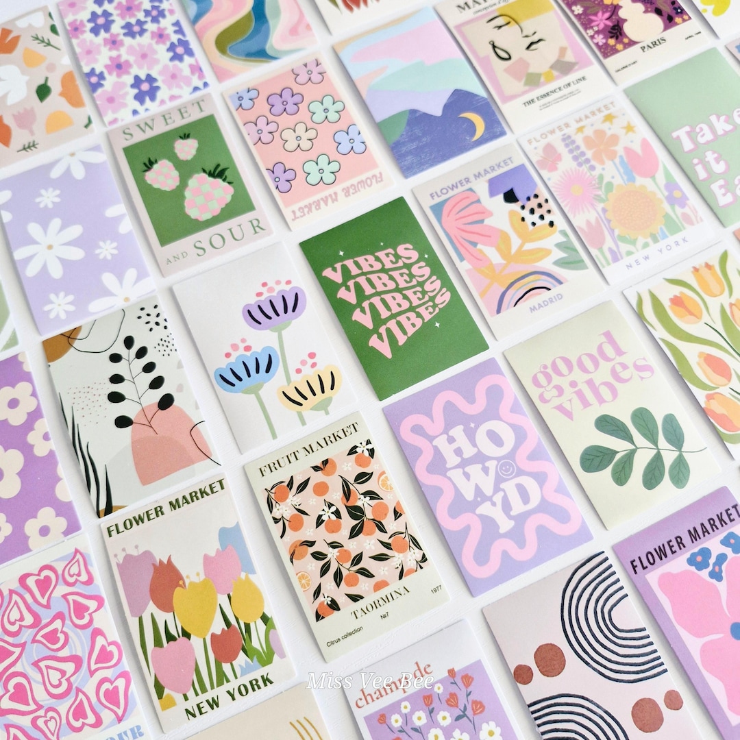 Floavour Poster Sticker Flower Market Mini Poster Stickers: 30pcs Mixed Pack - Matte Finish ...