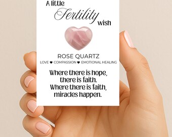 A Little Fertility Wish: Genuine Rose Quartz Heart Crystal | Hope, Faith, and Miracles | Pocket Hug