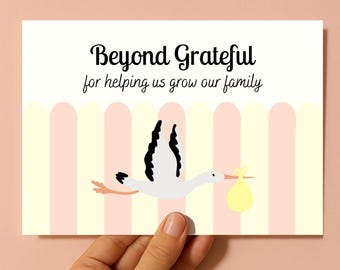 Fertility Team Thank You Card: “Beyond Grateful” Stork Design | For OBGYN, Nurse, Doctor, Embryologist