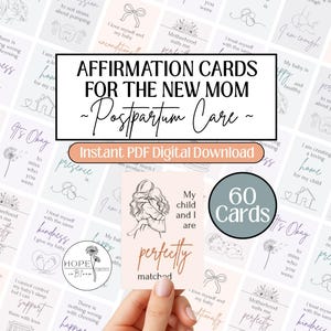 Printable Postpartum Affirmation Deck | Gentle Encouragement for New Moms | Self Care & Mindfulness (Instant Download)