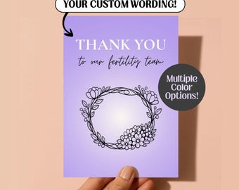 Customizable Fertility Team Thank You Card: Embryo inspired Floral Line Art (5x7)