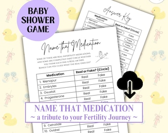 IVF Baby Shower Game: Name that Medication Printable | Digital Download