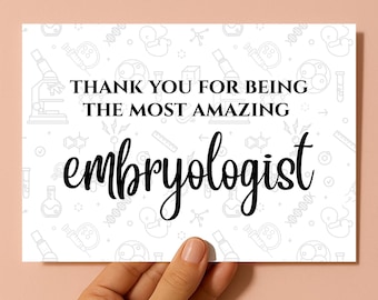 Embryologist Thank You Card: IVF Fertility Clinic Graduation, Pregnancy, Appreciation (7x5)