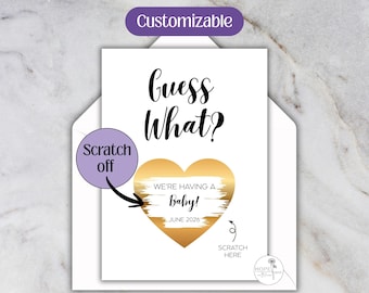 Custom Scratch-Off Surprise Pregnancy Reveal Card | 100% Customizable | Personalized Birth Announcement | New Baby | 5x7