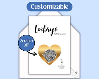 Custom Embryo Scratch-Off Pregnancy Reveal Card | IVF Success | Transfer Day