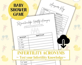 IVF Baby Shower Game: Infertility Acronyms Game Printable | Digital Download
