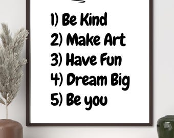 Póster de reglas de la casa, arte mural moderno con reglas familiares (descarga digital)