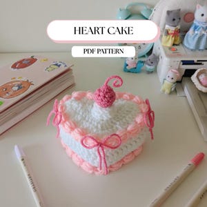 Heart Cake Crochet Pattern PDF: Kawaii Amigurumi Plushie (Digital Download)