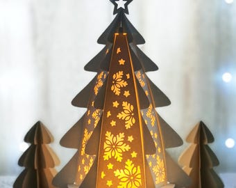 Snowflake Christmas Tree Paper Lantern SVG Template: DIY Holiday Decor