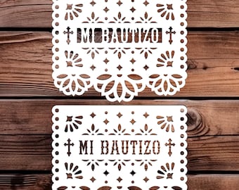 Mi Bautizo Papel Picado Banner SVG: Baptism Celebration Decor (Digital Nedladdning)