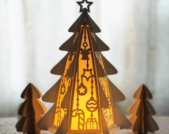 Julgranspapperslykta SVG-mall: DIY-högtidsdekor