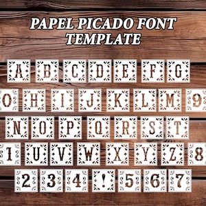 Papel Picado Alphabet SVG Template: 8x8 Banner Font (Digital Download)