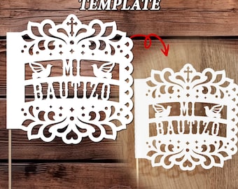 Mi Bautizo Papel Picado Banner SVG: Baptism Celebration Decor (Digital Nedladdning)