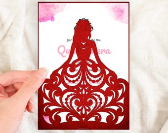 Quinceanera Einladung SVG - 5x7 Prinzessin Einladungsvorlage