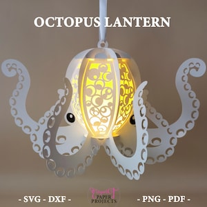 Octopus Paper Lantern SVG Template: 3D Animal Cut File (Digital Download)