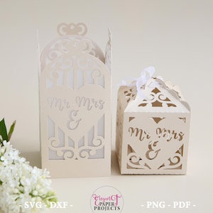 Mr&Mrs paper lantern svg and favor box svg, Wedding lantern template, Paper cut lanterns, Cricut favor box template