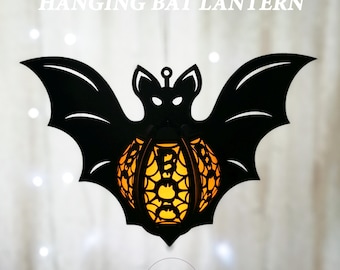 Hanging Bat Lantern SVG: Halloween Paper Lamp Cut File (Digital Download)