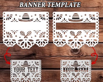 Personalized Papel Picado Banner Template SVG: Customizable DIY Party Decor
