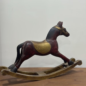 Vintage Wooden Rocking Horse – Hand-Painted Accent