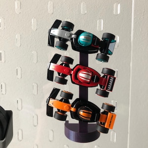 F1 Mini Car Wall Mount – 3D Printed Display Stand for Mini F1 Cars | IKEA Skadis Pegboard Organizer for 3 Vehicles