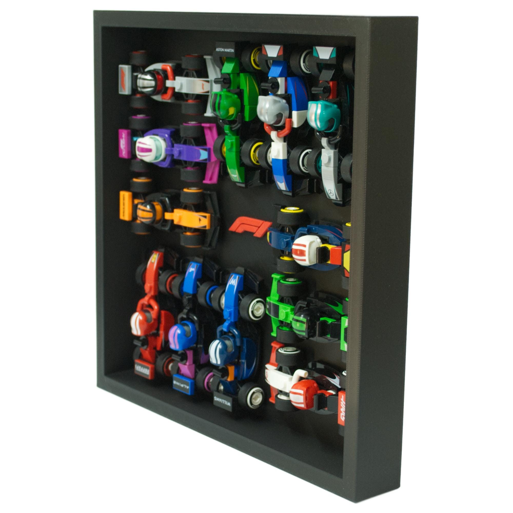 3D Printed Display Frame for LEGO® F1 Cars – Holds 12 Cars (full