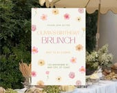 Birthday Brunch Invitation Template | Floral Brunch Party Invite | Editable Canva Digital Download