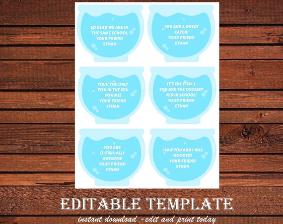Fish Bowl Valentine DIY printable, Gold Fish Valentine Card-146